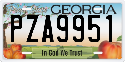 GA license plate PZA9951