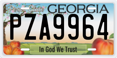 GA license plate PZA9964