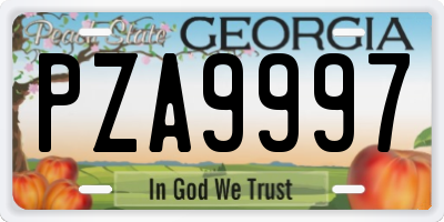 GA license plate PZA9997