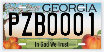 GA license plate PZB0001