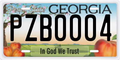 GA license plate PZB0004