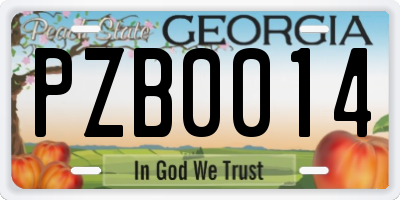 GA license plate PZB0014
