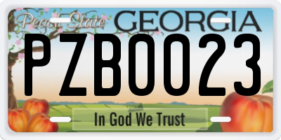 GA license plate PZB0023