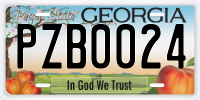 GA license plate PZB0024