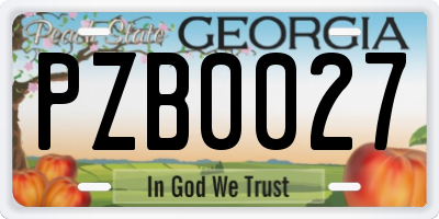 GA license plate PZB0027