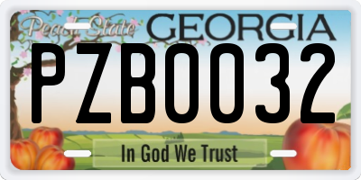 GA license plate PZB0032
