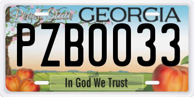 GA license plate PZB0033
