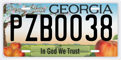 GA license plate PZB0038
