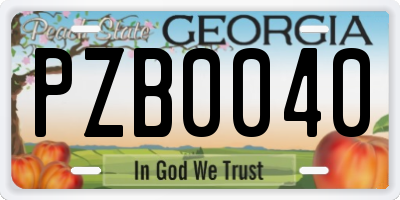 GA license plate PZB0040