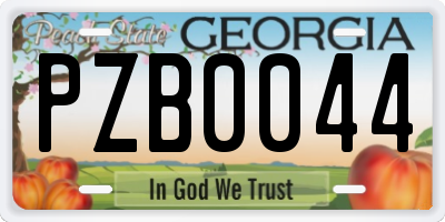 GA license plate PZB0044