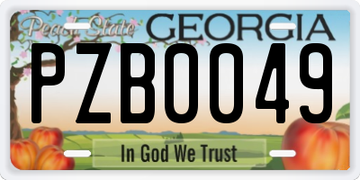 GA license plate PZB0049