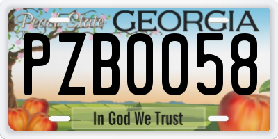 GA license plate PZB0058