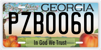 GA license plate PZB0060