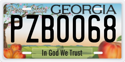 GA license plate PZB0068