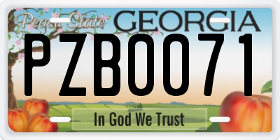 GA license plate PZB0071