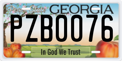 GA license plate PZB0076