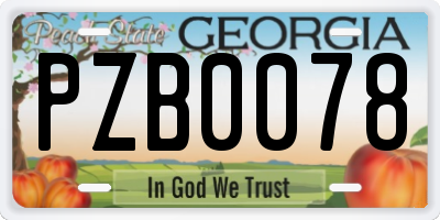 GA license plate PZB0078