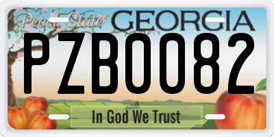 GA license plate PZB0082