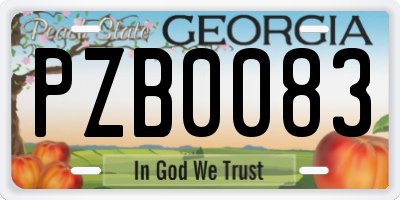 GA license plate PZB0083