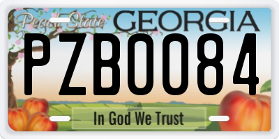 GA license plate PZB0084