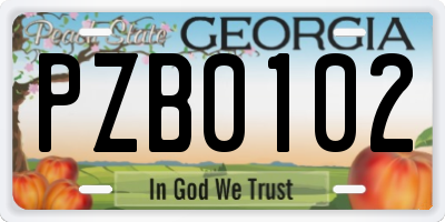 GA license plate PZB0102