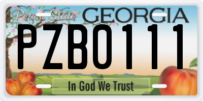 GA license plate PZB0111