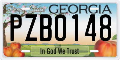 GA license plate PZB0148