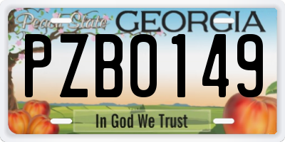 GA license plate PZB0149