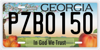 GA license plate PZB0150
