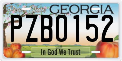 GA license plate PZB0152