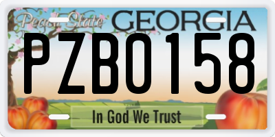 GA license plate PZB0158