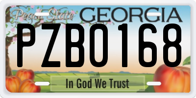 GA license plate PZB0168