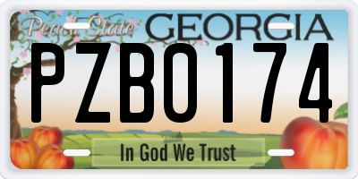 GA license plate PZB0174