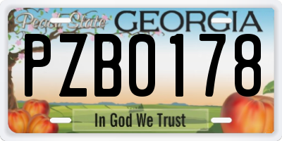 GA license plate PZB0178