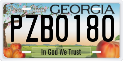 GA license plate PZB0180