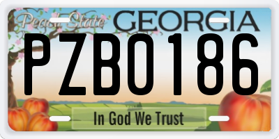 GA license plate PZB0186