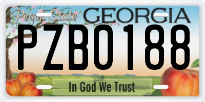 GA license plate PZB0188