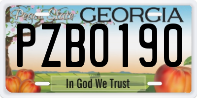 GA license plate PZB0190