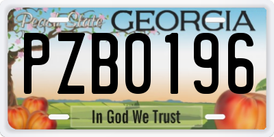 GA license plate PZB0196