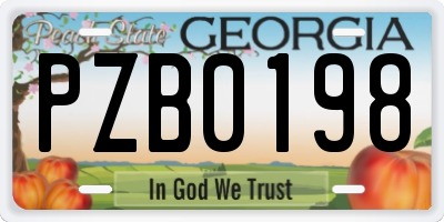 GA license plate PZB0198