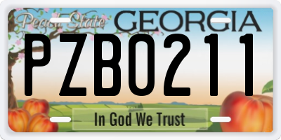 GA license plate PZB0211