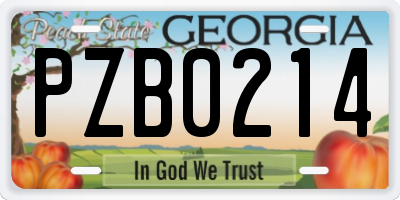 GA license plate PZB0214