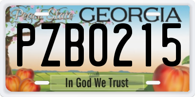 GA license plate PZB0215