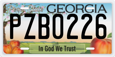 GA license plate PZB0226