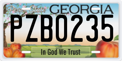 GA license plate PZB0235