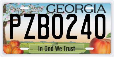 GA license plate PZB0240