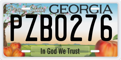 GA license plate PZB0276