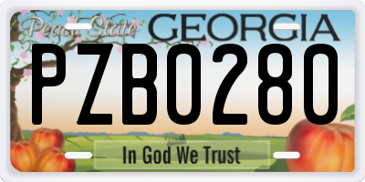 GA license plate PZB0280