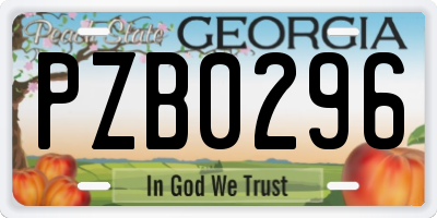 GA license plate PZB0296