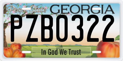 GA license plate PZB0322